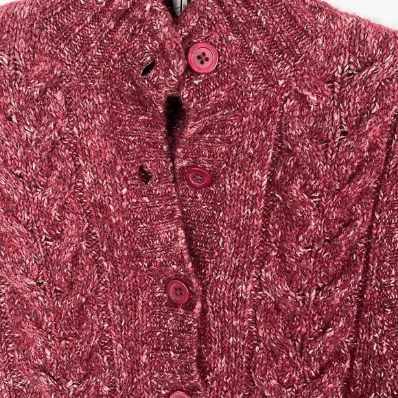 L.L. Bean Wool Blend Knit Maroon Mockneck Button Down Vest Top - Picture 2 of 4